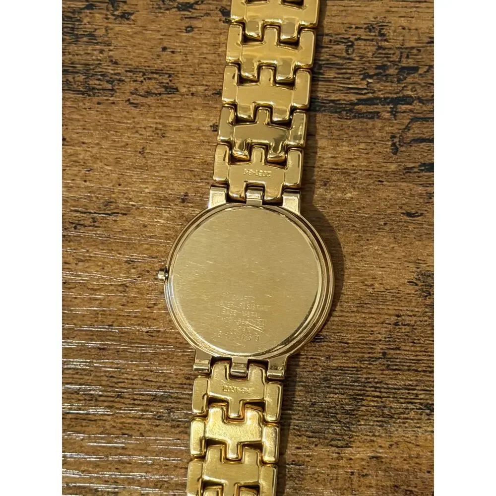 Seiko Lassale Gold Tone Quartz Watch Black Dial Date Integrated Bracelet